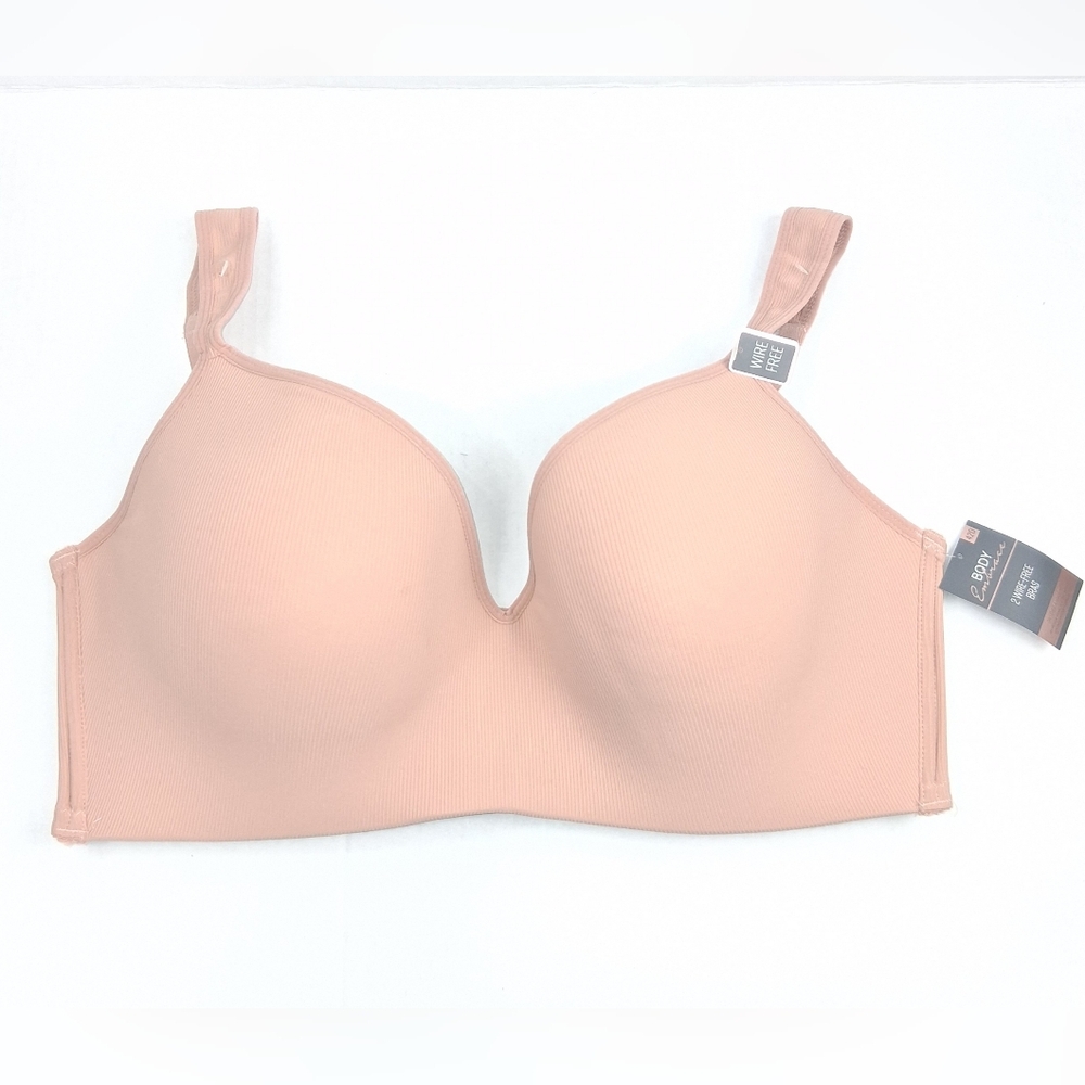 Body Embrace Pink Ribbed Wirefree Bra 42D